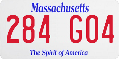 MA license plate 284GO4
