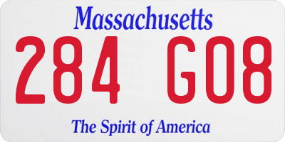 MA license plate 284GO8