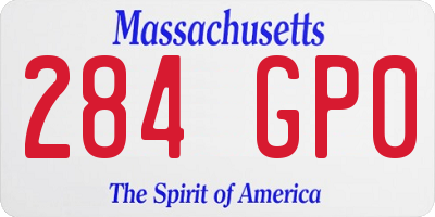 MA license plate 284GP0