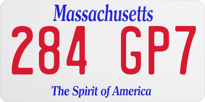 MA license plate 284GP7