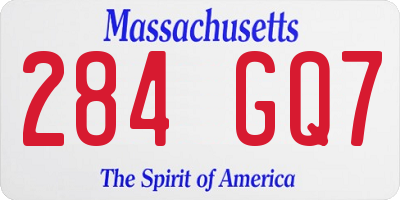 MA license plate 284GQ7