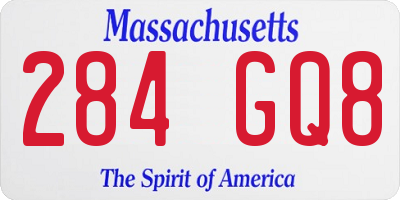 MA license plate 284GQ8