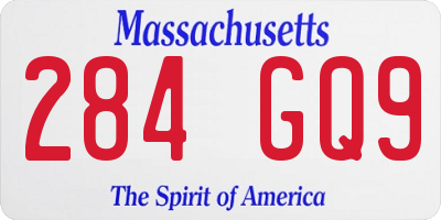 MA license plate 284GQ9