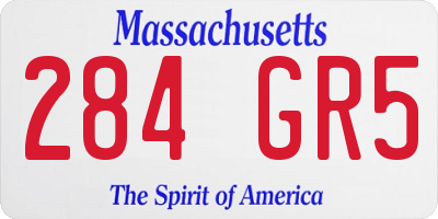 MA license plate 284GR5