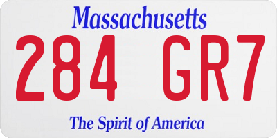 MA license plate 284GR7