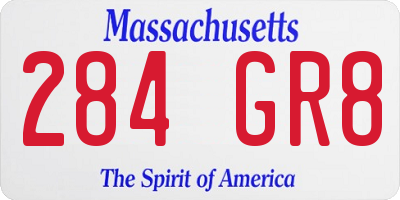 MA license plate 284GR8
