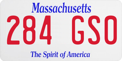 MA license plate 284GS0