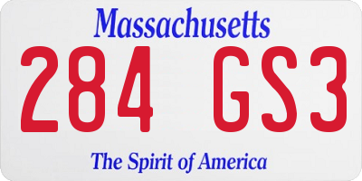 MA license plate 284GS3