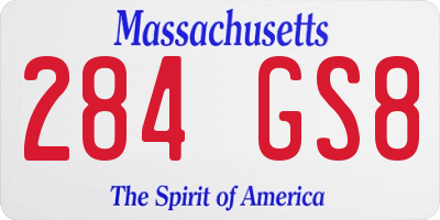 MA license plate 284GS8