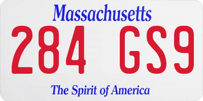 MA license plate 284GS9