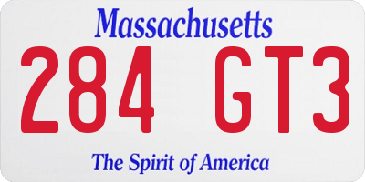 MA license plate 284GT3