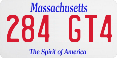 MA license plate 284GT4