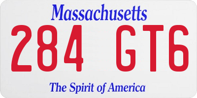 MA license plate 284GT6