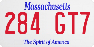 MA license plate 284GT7