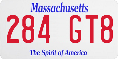 MA license plate 284GT8