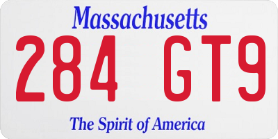 MA license plate 284GT9