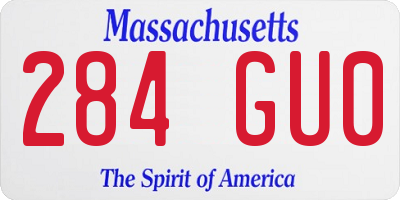 MA license plate 284GU0