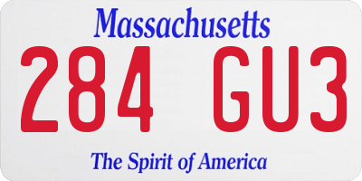 MA license plate 284GU3
