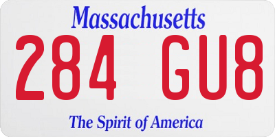MA license plate 284GU8