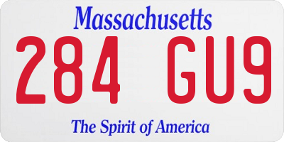 MA license plate 284GU9