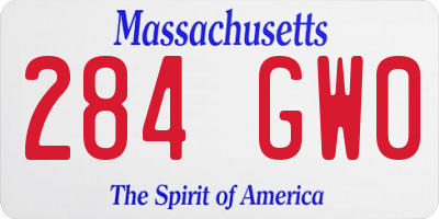 MA license plate 284GW0