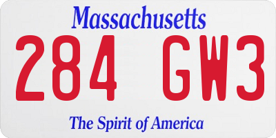 MA license plate 284GW3
