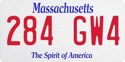 MA license plate 284GW4