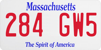 MA license plate 284GW5