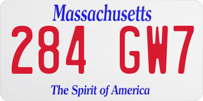 MA license plate 284GW7