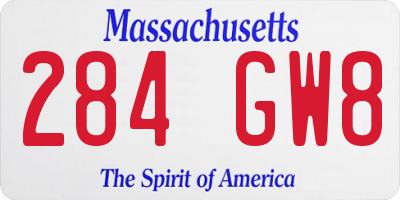 MA license plate 284GW8