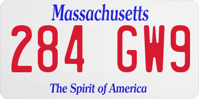 MA license plate 284GW9