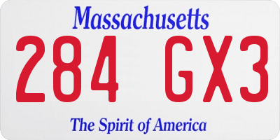 MA license plate 284GX3
