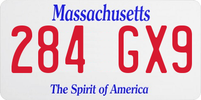 MA license plate 284GX9