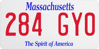 MA license plate 284GY0