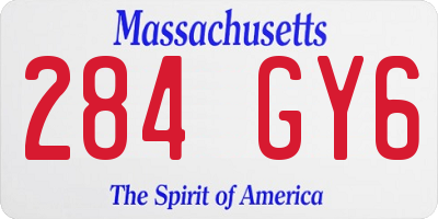 MA license plate 284GY6