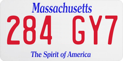 MA license plate 284GY7