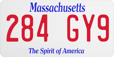 MA license plate 284GY9