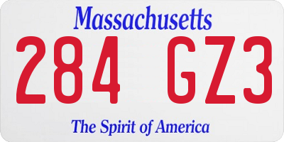 MA license plate 284GZ3