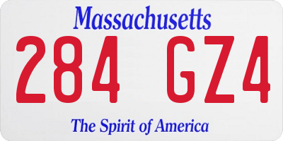 MA license plate 284GZ4