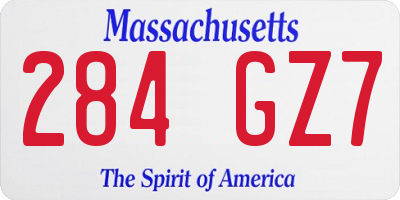 MA license plate 284GZ7