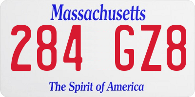 MA license plate 284GZ8