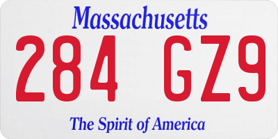 MA license plate 284GZ9