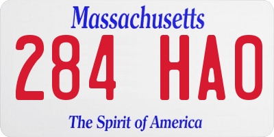 MA license plate 284HA0