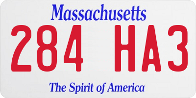 MA license plate 284HA3