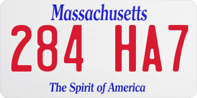 MA license plate 284HA7