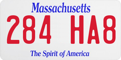 MA license plate 284HA8