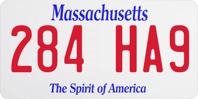 MA license plate 284HA9