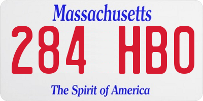 MA license plate 284HB0