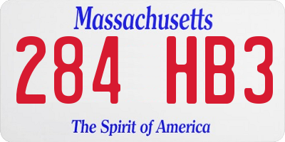 MA license plate 284HB3