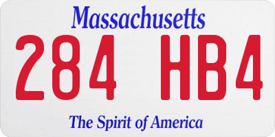 MA license plate 284HB4